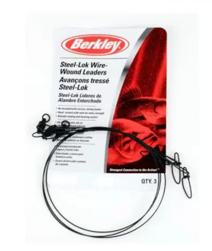 Berkley Wire Wound Steelon Leader Pack of 3 20/30LB w/Cross-Lok Snaps
