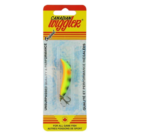 Canadian Wiggler Hollow Brass Lures 2 3/8", 1/4 oz, Hot Perch