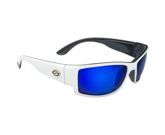 Strike King PLUS OUACHITA SHINY WHITE - TWO TONE/BLACK RUBBER - MULTI LAYER BLUE MIRROR - GRAY BASE